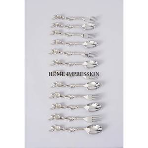 Finition de couleur argent coulé en aluminium de qualité supérieure brillant poli aspect attrayant feuilles poignées de créateur ensemble de couverts fournitures - Product Image 4