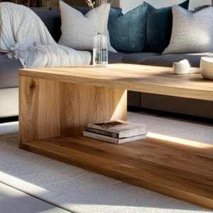 Table basse moderne en teck massif, design épuré, finition naturelle, écologique, durable, fabrication artisanale, facile à nettoyer, pour la vie quotidienne - Product Image 3