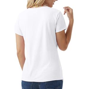 Servicio OEM Digital impreso mujer 100% algodón manga corta cuello en V camiseta nuevo diseño ecológico cómodo hombro pendiente - Product Image 5