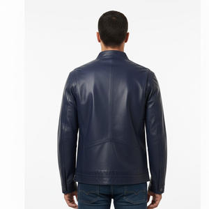 Chaqueta de motorista de piel de oveja hecha a mano para hombre, proveedor mayorista de fábrica OEM, ropa de abrigo elegante y duradera cálida, ropa de moto - Product Image 3