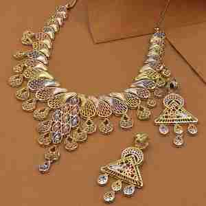 Ensemble de colliers en chaîne de boîte plaqués or à 3 tons, multicolores, en laiton, bijoux de mode pour femmes pour mariage, anniversaire - Product Image 1