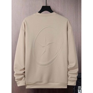 Sweat-shirt homme décontracté imprimé couleur bloc à manches longues épaules tombantes thermique respirant surdimensionné col rond hauts pullover - Product Image 3