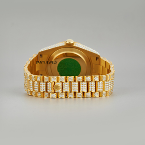 Luxury Fully Iced Out Moissanite Diamond Watch Gold Tone <b>Stainless</b> <b>Steel</b> <b>Bracelet</b> Hip Hop Jewellery Premium Shine Style - Product Image 4