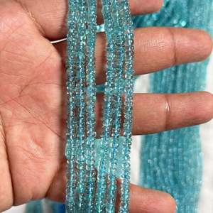 Apatite bleue naturelle de 3 mm à 5 mm, perles rondes facettées et lisses pour la fabrication de bijoux fins - Product Image 1