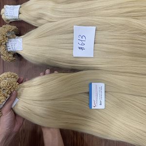 Venta al por mayor 100% mechones de cabello humano liso tejido de punta plana cabello rubio Remy extensiones de trama de cabello virgen teñido vietnamita Thanh - Product Image 3