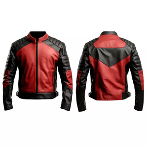 Men's Biker Style Red Black Genuine Leather Racing Motorbike Jacket CE Armours Protected Dual Tone Windproof Custom Team Name - Product Image 1