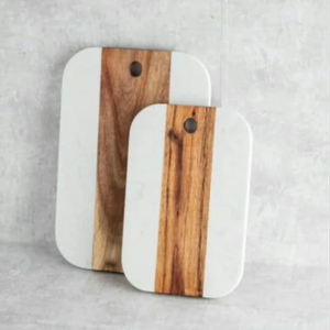 Tabla de cortar de madera y mármol con nombre de familia 'Home Sweet Home' decorativa para uso en la cocina calidad Industrial - Product Image 2