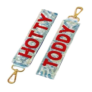 Game Day Lettre perlée GEAUX TIGERS Strap Keychain Texas A & M Sequin Purse Strap Wristlet and Car Keychain from India Handmade - Product Image 4