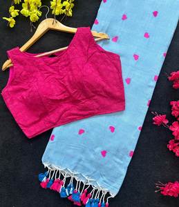 Sari en coton Khadi tendance avec broderie, au prix le plus bas, fournisseur de Surat, fabricant de mode féminine, en vente - Product Image 5