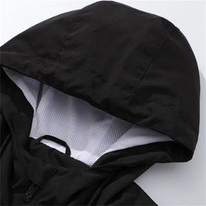 Femmes hommes léger Polyester coupe-vent veste couleur bloc à capuche fermeture éclair noir blanc grande taille été Sports de plein air - Product Image 3