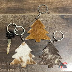 Nouveau porte-clés unique et élégant en cuir de vachette, porte-clés en fourrure de vachette pour arbre de Noël, porte-clés élégants, porte-clés en vraie fourrure - Product Image 1