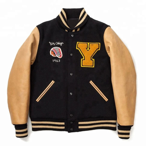 Chaqueta bomber de cuero de lana para hombre, bordado personalizado, uniforme universitario, chaqueta elegante y cálida, directo de fábrica OEM ODM - Product Image 1