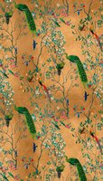 Papel Tapiz Fotográfico Moderno Insonorizante Hecho en Alemania para Hospitales, Gimnasios, Dormitorios y Comedores, con Diseño de Aves en Colores Marrón, Verde y Azul, No Tejido