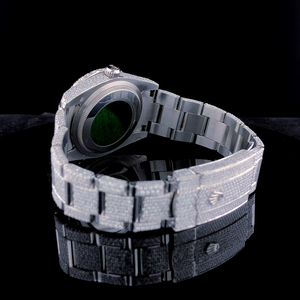 นาฬิกาผู้ชายประดับเพชร VVS Moissanite หน้าปัดสีเขียวขนาด42มม. ทำจากสเตนเลสสตีลสไตล์แฟชั่นสุดหรู - Product Image 2