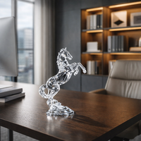 Figurine de cheval transparente sur pied JingYue, en résine, artisanale traditionnelle, écologique, durable, décoration pour salon, maison, bureau
