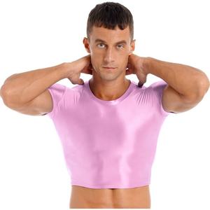 <b>Men's</b> Microfiber <b>Crop</b> <b>Top</b> Stylish Slim Fit Gym Workout Tee for Summer Casual Wear Fashionable Microfiber Material - Product Image 2