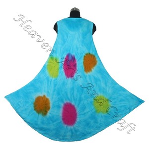 2025 nueva llegada fabricante de ropa de verano para mujer cuello redondo largo Tie Dye ropa de playa vestido de rayón vestido de mujer - Product Image 2