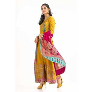 Ensemble chemise, pantalon et dupatta en crêpe de viscose de soie brute imprimé au bloc, style bohème Tehwaar pour le printemps/été WGK-RSW-SP-2003 - Product Image 3