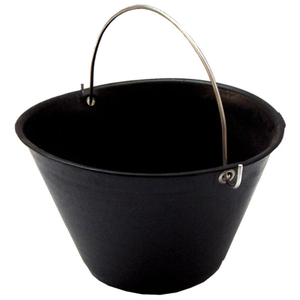 Secchio da muratore in plastica nera da 8 litri con manico in metallo da 34 cm di diametro - Product Image 1