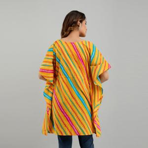 Robe de soirée en coton jaune à imprimé Leheriya SHKUP1227 - Product Image 3