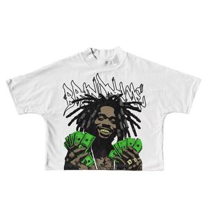 Streetwear personnalisé de haute qualité oversize à épaules tombantes en coton sérigraphie graphique recadrée Boxy t-shirt pour hommes - Product Image 2