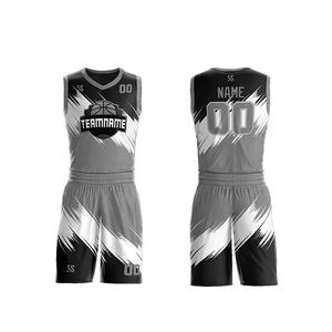 Camiseta y pantalones de baloncesto personalizados de alta calidad Kit de equipo de cuello en V de sublimación Premium impreso en Pakistán - Product Image 1