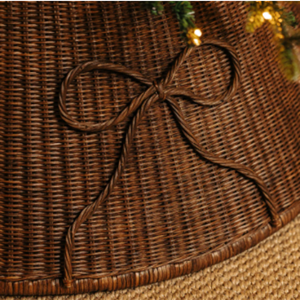 Falda para Árbol de Navidad de Ratán Marrón Oscuro con Cinta, Elegante Base para Árbol con Cuello para una Decoración Navideña Cálida, Venta al por Mayor desde Vietnam - Product Image 4