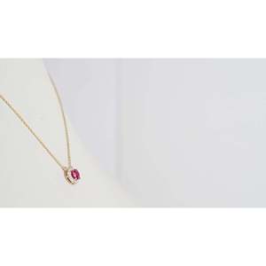 Collier pendentif fleur en platine et or 14 carats avec diamant taille princesse et perle - Product Image 3