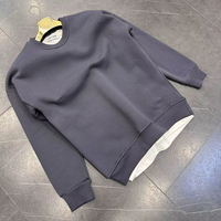 Sudadera Casual de Otoño para Hombre, Cuello Redondo, Manga Larga, Ecológica, Antiarrugas, Antiretráctil, de Algodón y Felpa, Lavada con Ácido