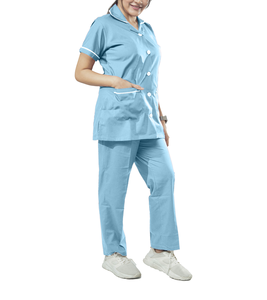 Nouvelle conception de tenue médicale tissée pour l'été, uniformes d'hôpital, uniformes d'infirmière, ensembles de blouses à manches courtes pour hommes et femmes - Product Image 1