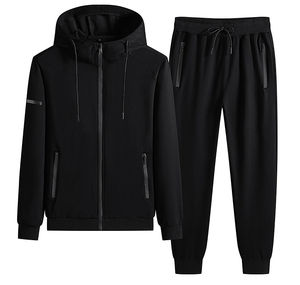 Alta calidad en blanco logotipo personalizado Jogging hombres sudaderas con capucha conjunto de chándal de algodón - Product Image 1
