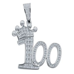 100% <b>King</b> 925 Sterling Silver Micro Pave Pendant with 24K Gold Plating Number Pattern Charms Unisex Gift - Product Image 1