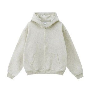Sudadera con capucha y cremallera de estilo callejero para mujer, chaquetas de salón holgadas de gran tamaño, suministro de fábrica OEM, sudaderas con capucha con cremallera de lana de algodón - Product Image 3