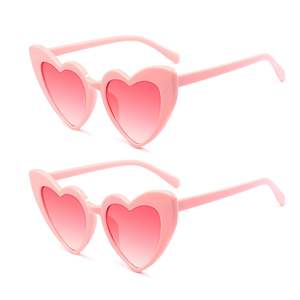 Gafas de Sol Meleager Vintage con Diseño de Corazón, 2 Piezas, Color Rosa, Montura Completa, PC UV400, Diseño Retro de Amor, para Fiestas, Viajes, Bodas, Unisex - Product Image 1