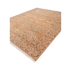 Alfombra Afgana de Lana Tejida a Mano, Estilo Clásico Erbe, Color Rojo Naranja, Modelo ENM-8040, Tejido Plano con Medallón Grande para Sala de Estar, Hogar - Product Image 2