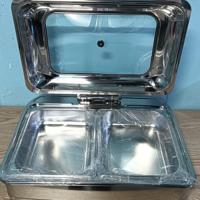 Ensemble de réchauds rectangulaires pour buffet, chauffe-plats électrique en acier inoxydable 9L, argent, pour usage professionnel
