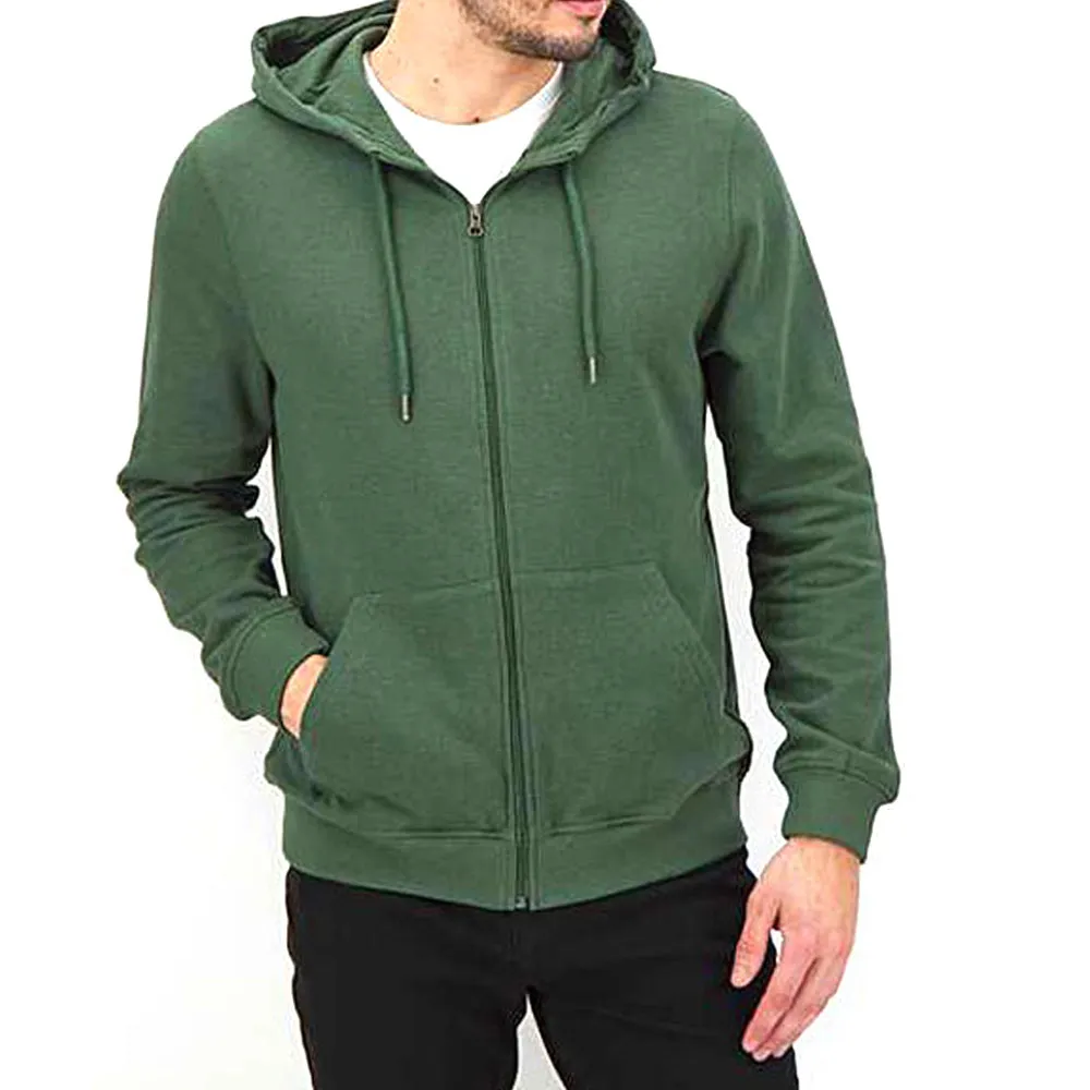 Baumwolle Herren Reißverschluss Hoodie Streetwear stilvolle Hoodie Reißverschluss grün gefärbt solide Farbe gefärbt Freizeitkleidung Hoodies lange Ärmel