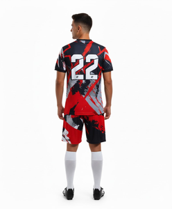 ชุดฟุตบอลแบบกำหนดเองเป็นมิตรกับสิ่งแวดล้อม ผลิตจากโพลีเอสเตอร์ 100% สำหรับสโมสร แห้งเร็ว ระบายอากาศได้ดี ชุดเสื้อและกางเกงขาสั้น ชุดกีฬา ชุดฟุตบอล - Product Image 3