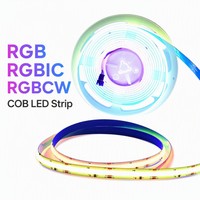 Tira de Luces LED RGB RGBIC RGBCW COB, 160-784 LEDs/m, Cinta Flexible, Control Inteligente DC 12V/24V para Iluminación Interior