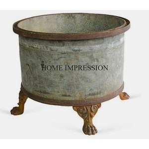 Set Of 3 Different Sizes Metallic Tin Flower <b>Planters</b> and Pots Greatest Quality High Demanding Round Shape Decorative <b>Planters</b> - Product Image 6