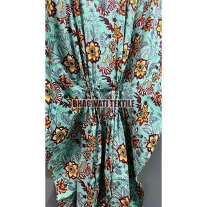 Algodón Kaftan indio Floral Kaftan vestido largo caftán para ser mamás ropa de playa ropa de crucero Kaftan Maxi vestido Bikini cubrir - Product Image 6