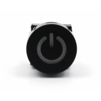 Seri TS27 hitam simbol daya bulat 15mm dengan tombol tekan PCB SPST sesaat LED sakelar tekan klik