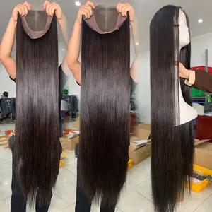 Wig penutupan renda Swiss lurus tulang Super ganda rambut mentah Vietnam warna alami harga pabrik terbaik