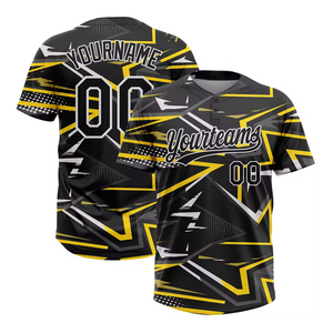 Camiseta de Béisbol Sublimada Personalizada para Hombre, Manga Corta, Rayas, Poliéster, Cierre de Botones y Función de Absorción de Humedad - Product Image 2