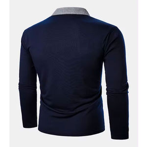 Nueva moda 100% algodón hombres Polo camisa transpirable con mangas largas diseño Casual patrón sólido al aire libre disponible - Product Image 2