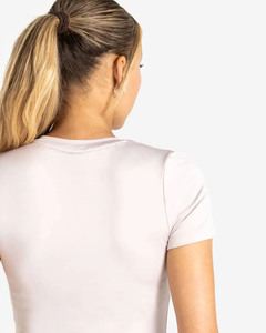 Camiseta elástica de longitud completa transpirable para mujer, color gris claro, manga corta, cuello redondo, diseñador y camiseta de entrenamiento para gimnasio y Yoga - Product Image 6