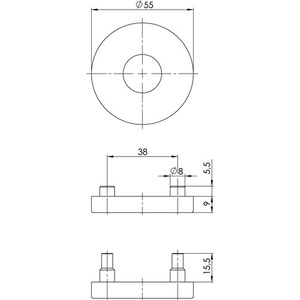 Roseta de Palanca de Aluminio 6501 23.5 AL F1, Escutcheon Redondo de 9 mm de Grosor por OGRO - Product Image 3