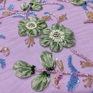 Tissu en dentelle pour femmes, brodé à la main, luxueux, acrylique, laminé HDPE, armure dobby, respirant, moyen, Rajgadhia Exports, Uttar Pradesh - Product Image 5