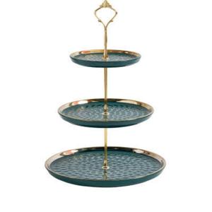 Support à gâteau en aluminium émaillé de forme arrondie, très vendu, à 3 niveaux, pour les anniversaires et les mariages. - Product Image 1