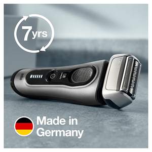 Rasoir électrique argenté pour hommes avec tête à triple lame, tondeuse de précision et station de nettoyage, pour le visage, type remplaçable - Product Image 3